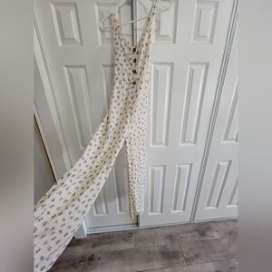 Cream Jumpsuit With Bowtie Back